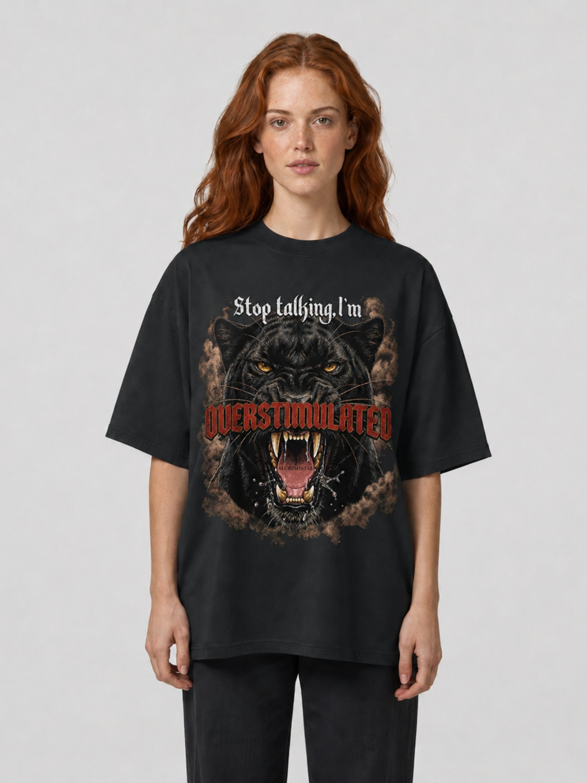 T-Shirt Unisex Oversize Coton Bio Poids Lourd - OVERSTIMULATED product image (3)