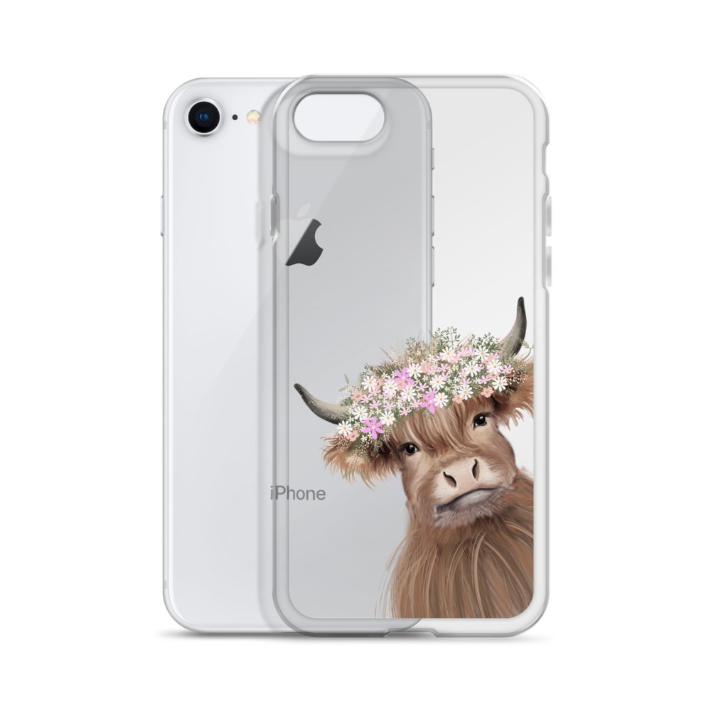 Cute Highland Cow Floral Crown iPhone® Clear Case product image (3)