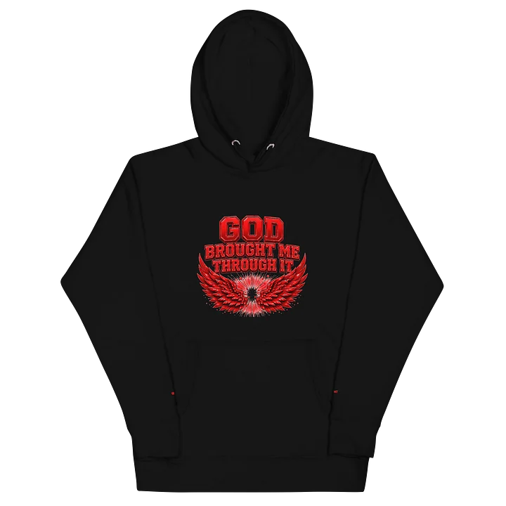 God Brought Me Through It Black Hoodie – Red Wings Edition product image (2)