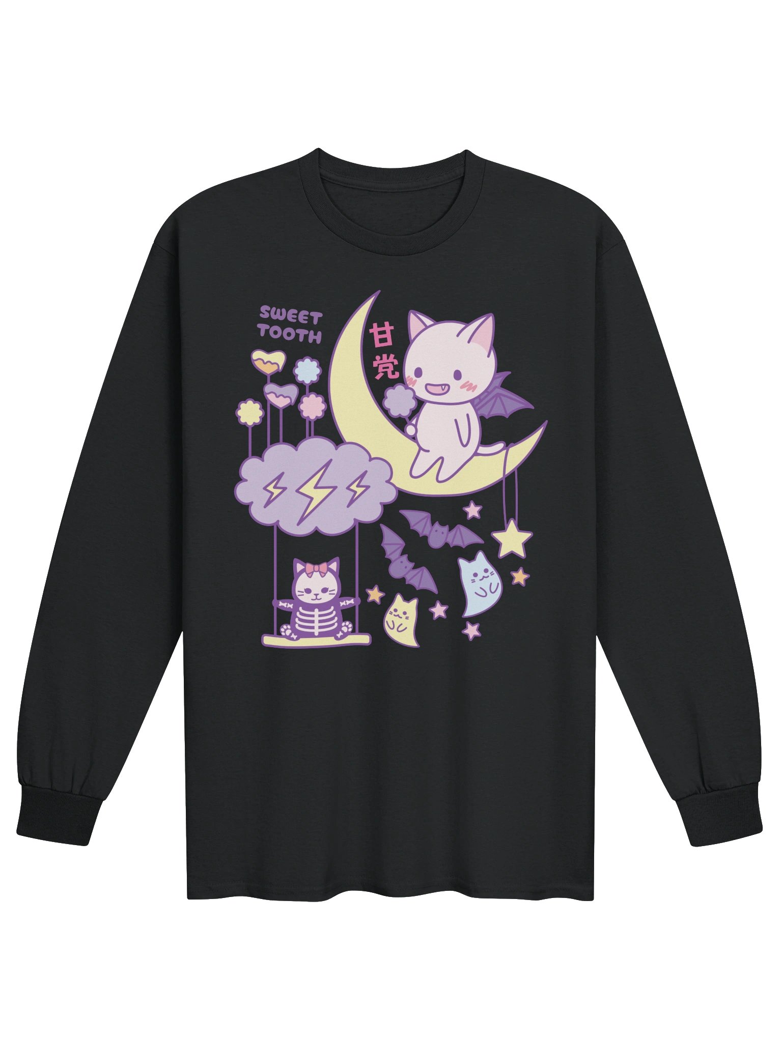 Kawaii Bat Cat - Unisex Adult Long Sleeve T-shirt product image (1)