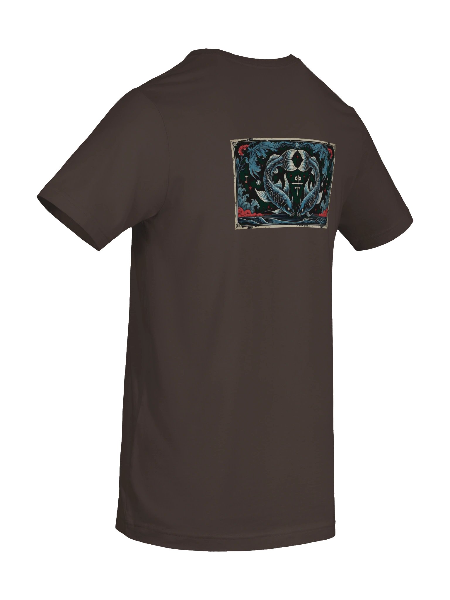 Pisces - Gothic Zodiac T-Shirt. Blue graphic on the back product image (8)