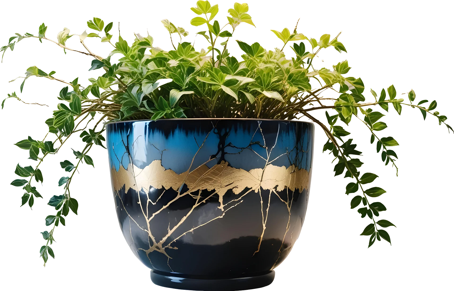 Kintsugi Harmony – Blue Ceramic Bowl PNG product image (1)