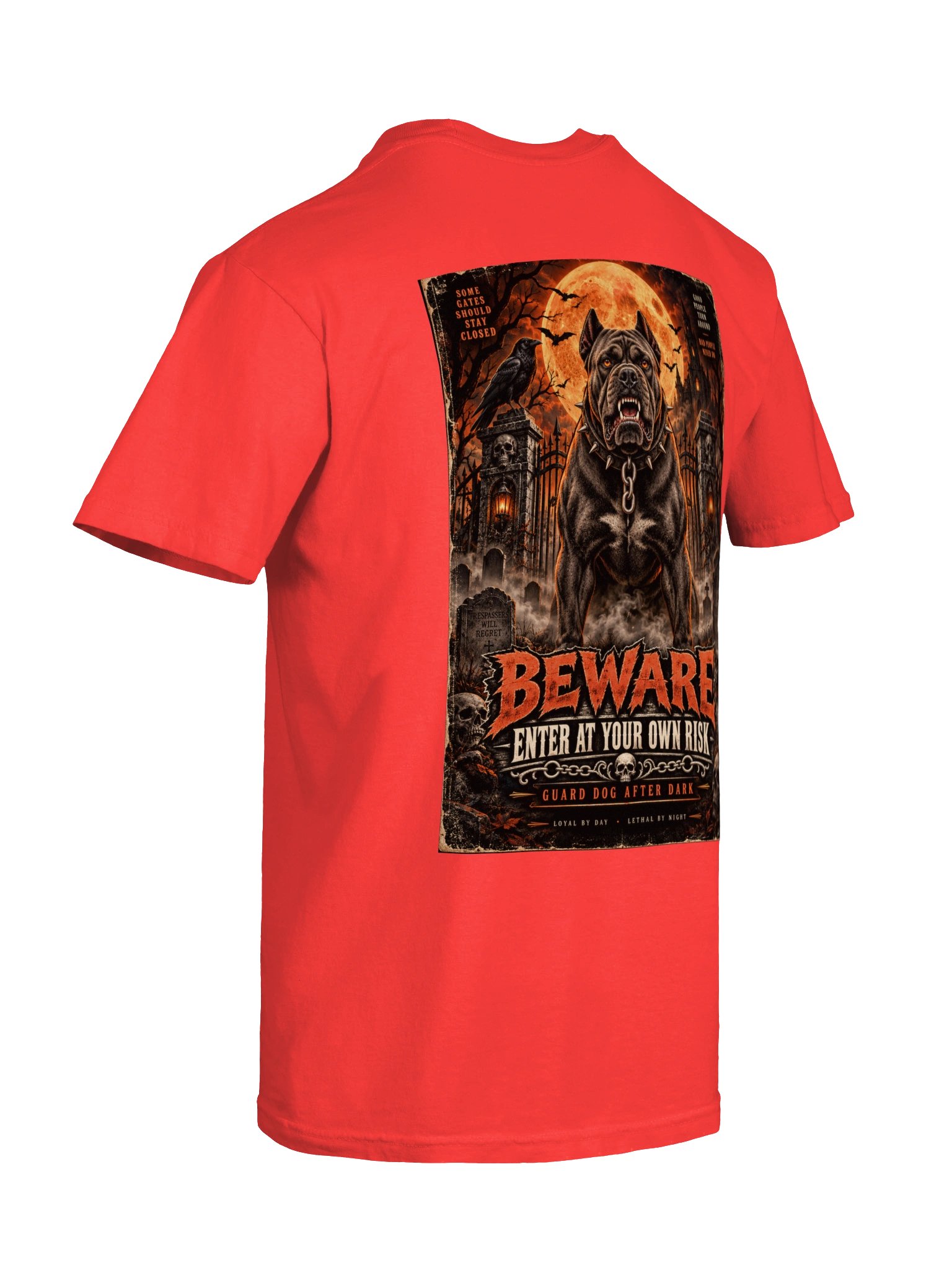 Beware — Enter at Your Own Risk Dog Dad Halloween Tee product image (4)