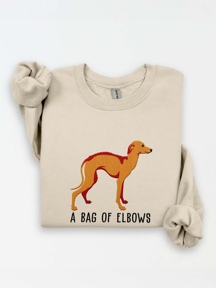 A Bag of Elbows Sweatshirt(Embroidered) of an Italian Greyhound(Tan) product image (1)