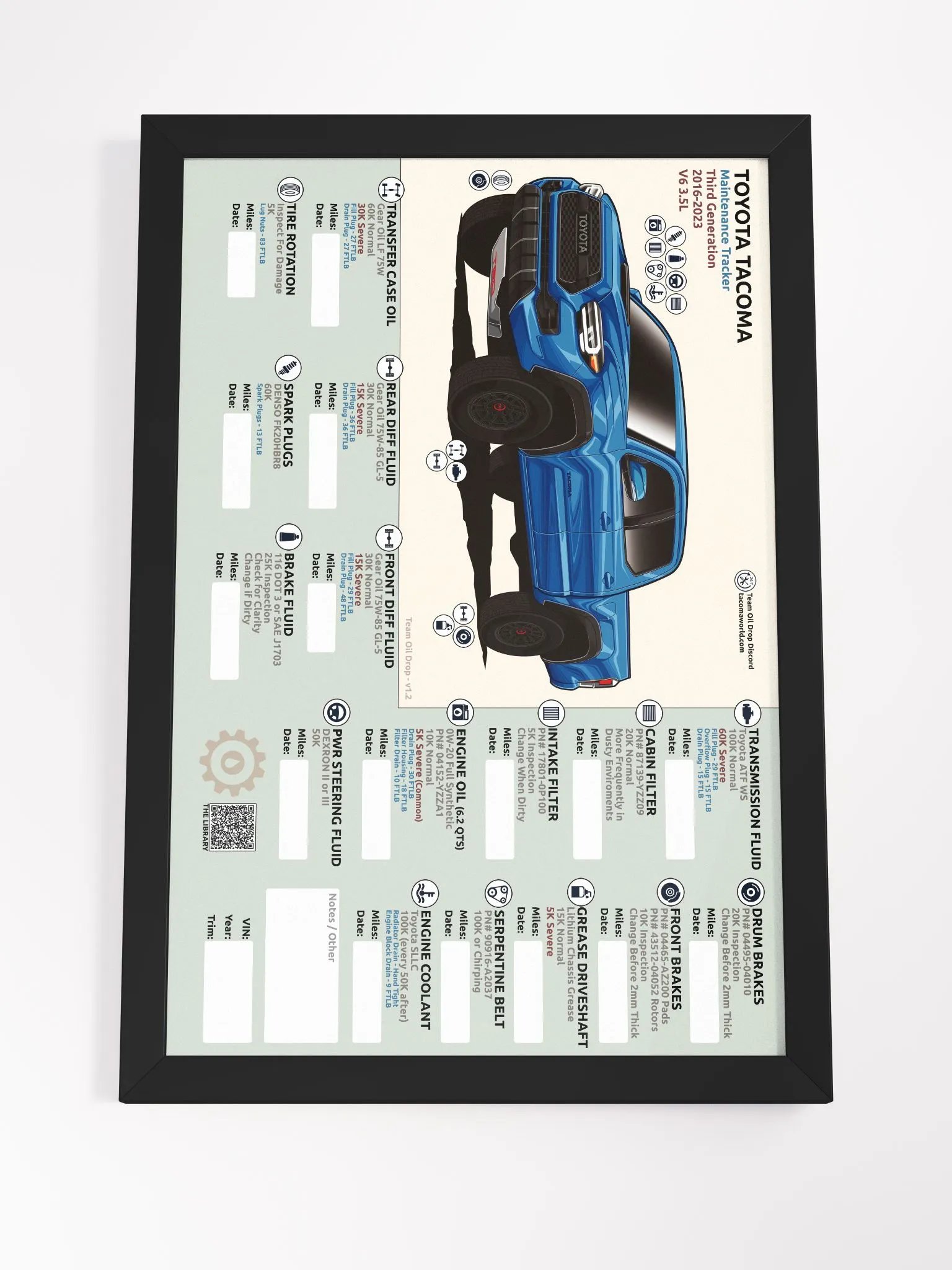 3RD GEN MAINTENANCE TRACKER V1.2 - Blue (FRAMED) product image (5)