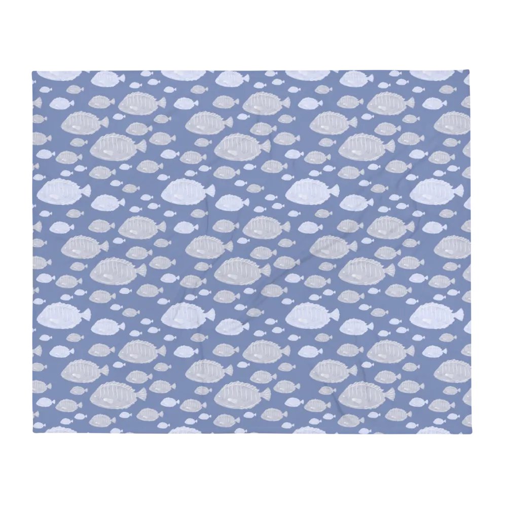 Seaside Chic - Fish Pattern Blue Soft Plush Blanket in two sizes product image (1)