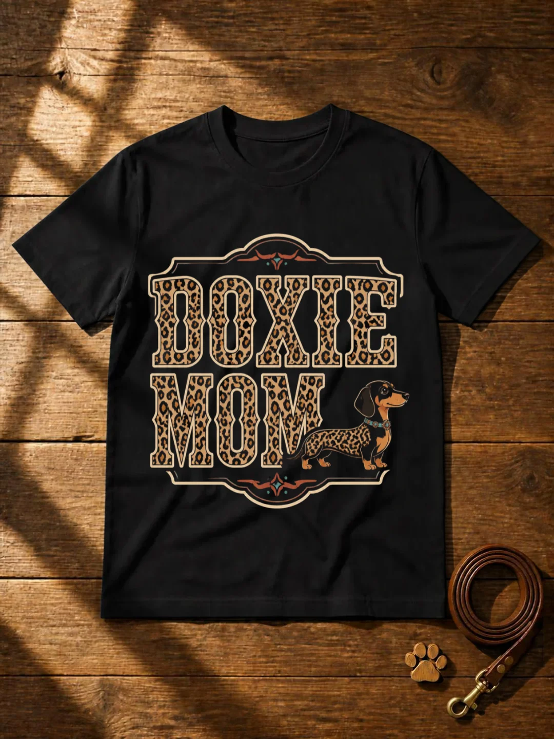 Leopard Print Doxie Mom T-Shirt product image (1)