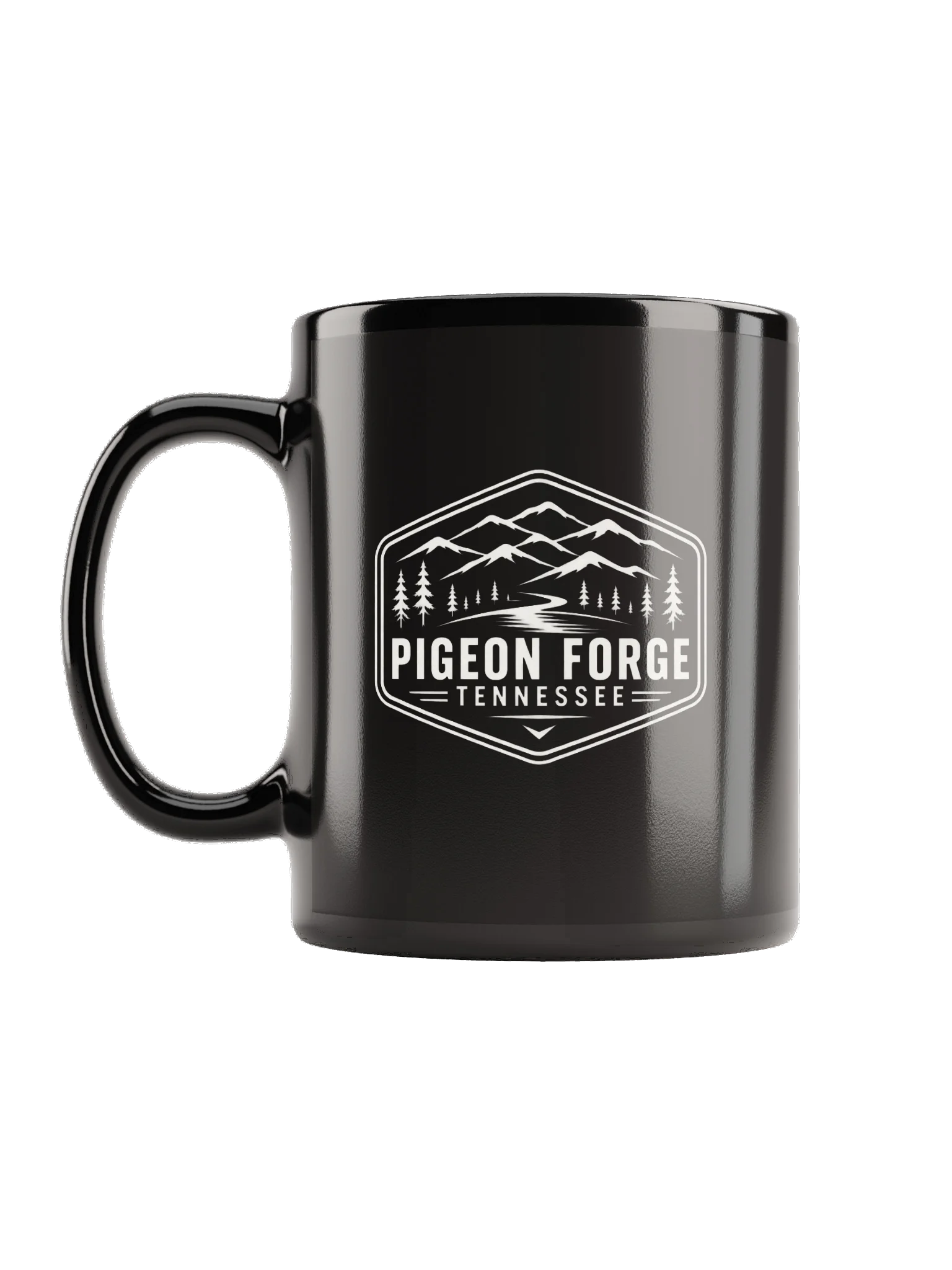 Distressed Hex Badge Black Glossy Mug product image (1)