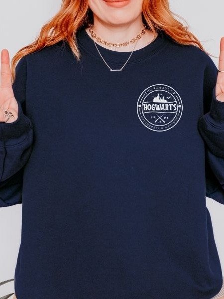 Magical School Badge Cozy Minimalist Fall Sweatshirt product image (4)