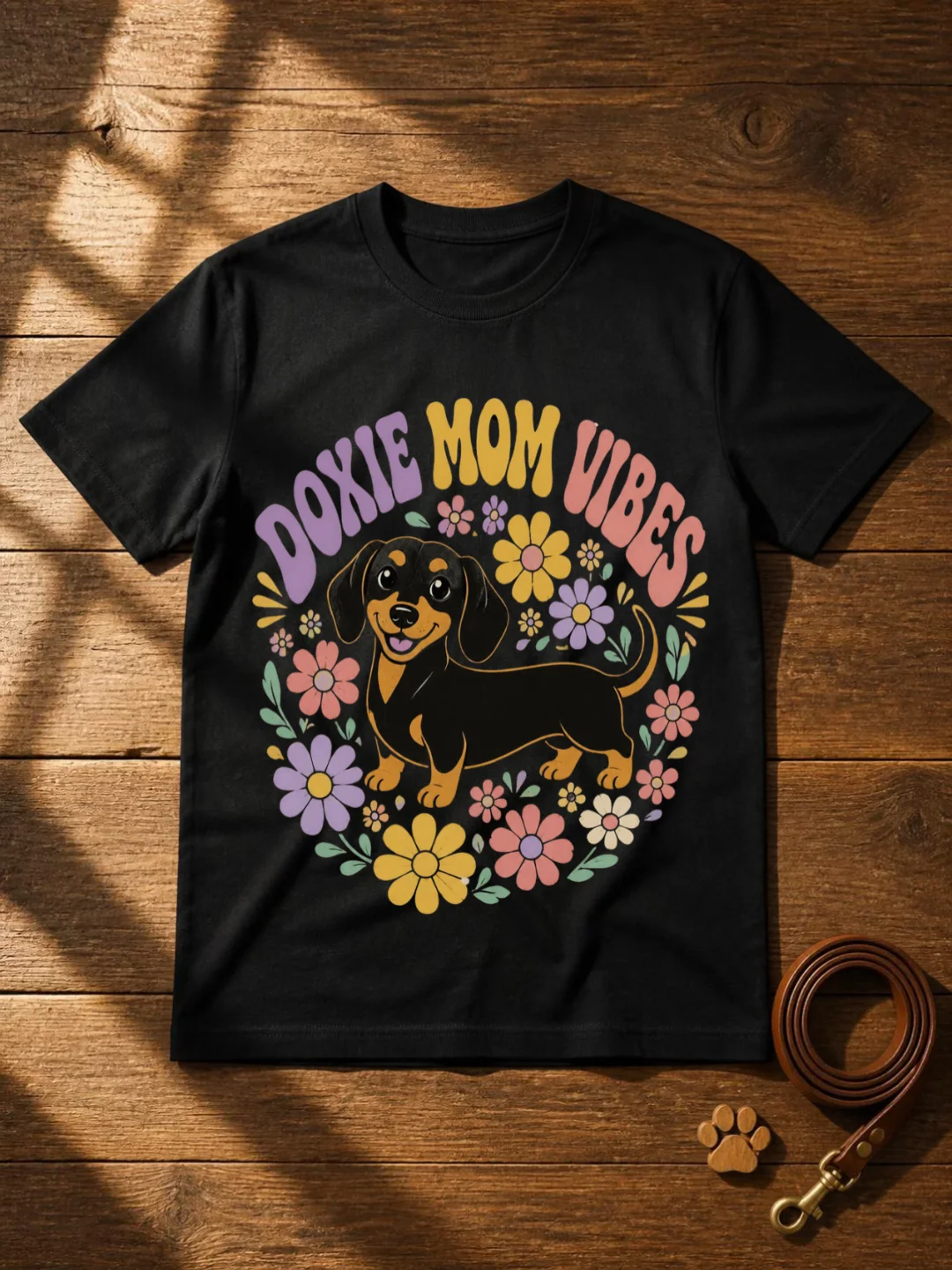 Groovy Doxie Mom Vibes Shirt | Retro Dachshund Tee product image (1)