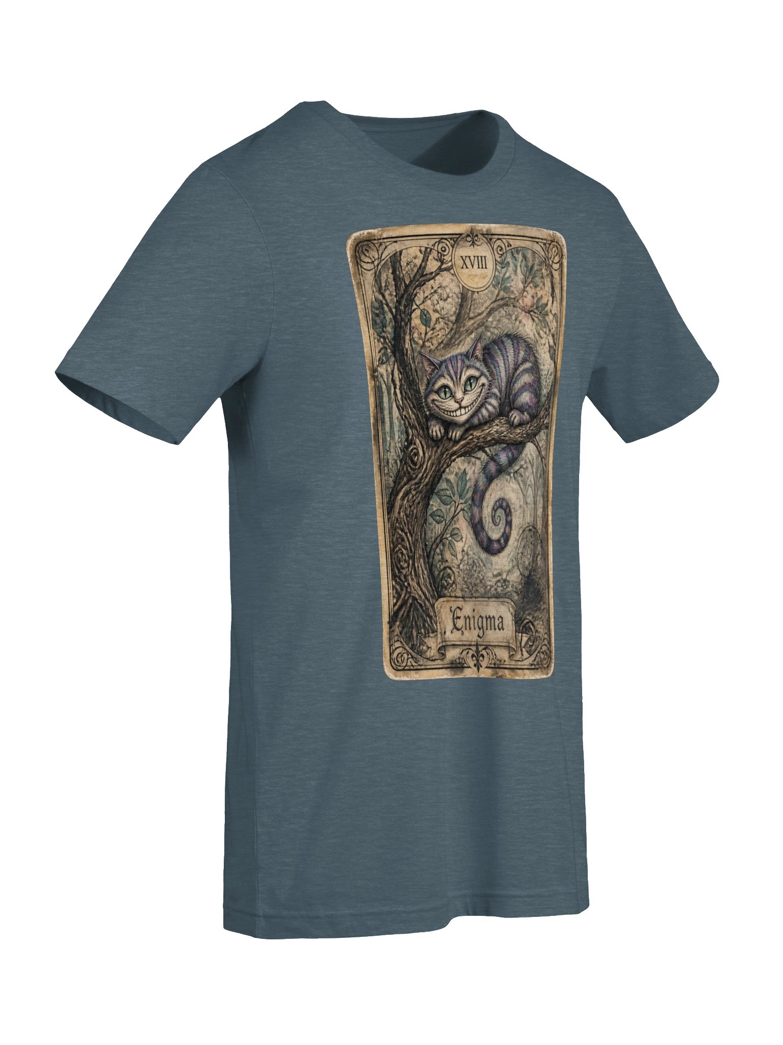 Cheshire Cat Enigma Tarot Shirt, Wonderland Tee, Moon Card Interpretation Graphic product image (8)