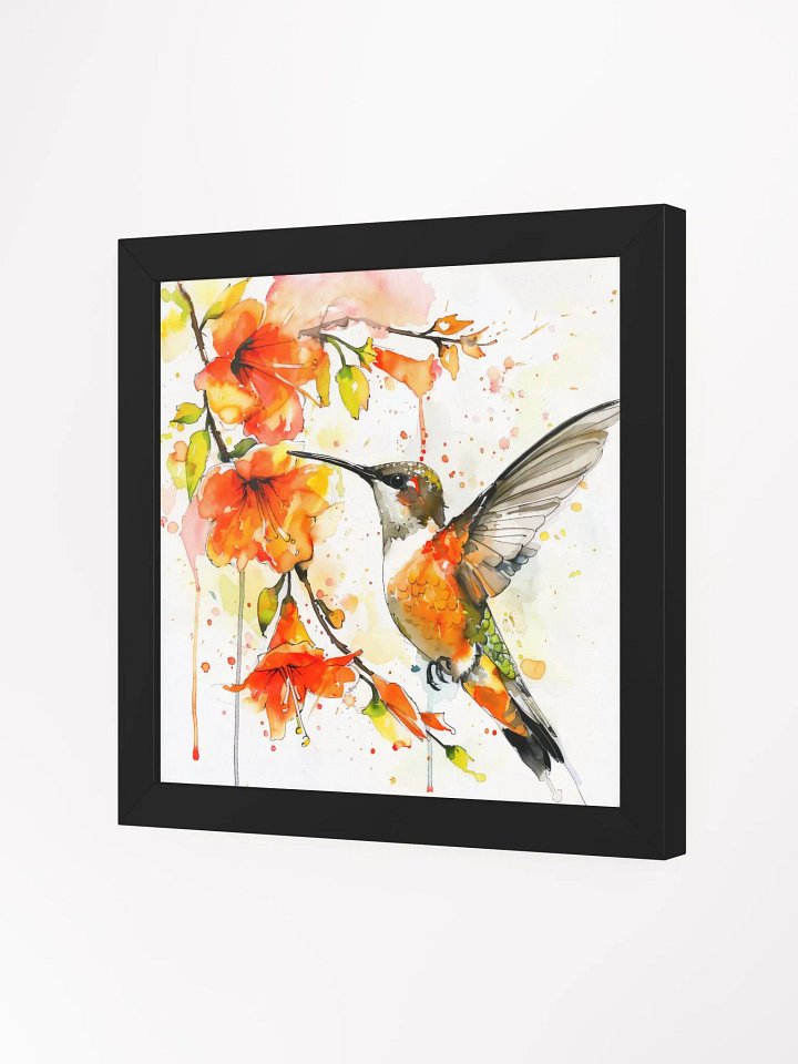 Watercolor & Ink Hummingbird Canvas Art Series #2; Eco-Friendly Matte Poster Art; AI-Generated product image (2)