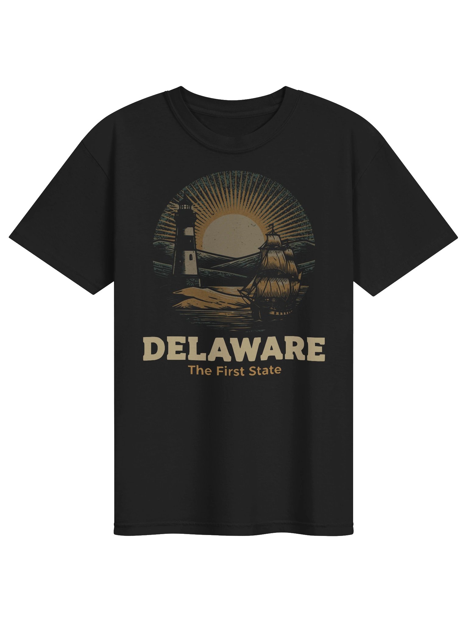 Delaware Lighthouse Ship T-Shirt | Vintage First State Coastal Tee product image (1)