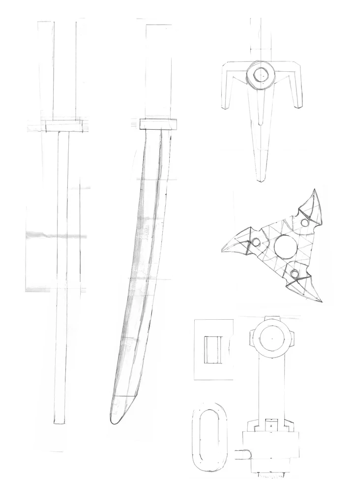 Cardboard weapon sketches - PDF product image (1)