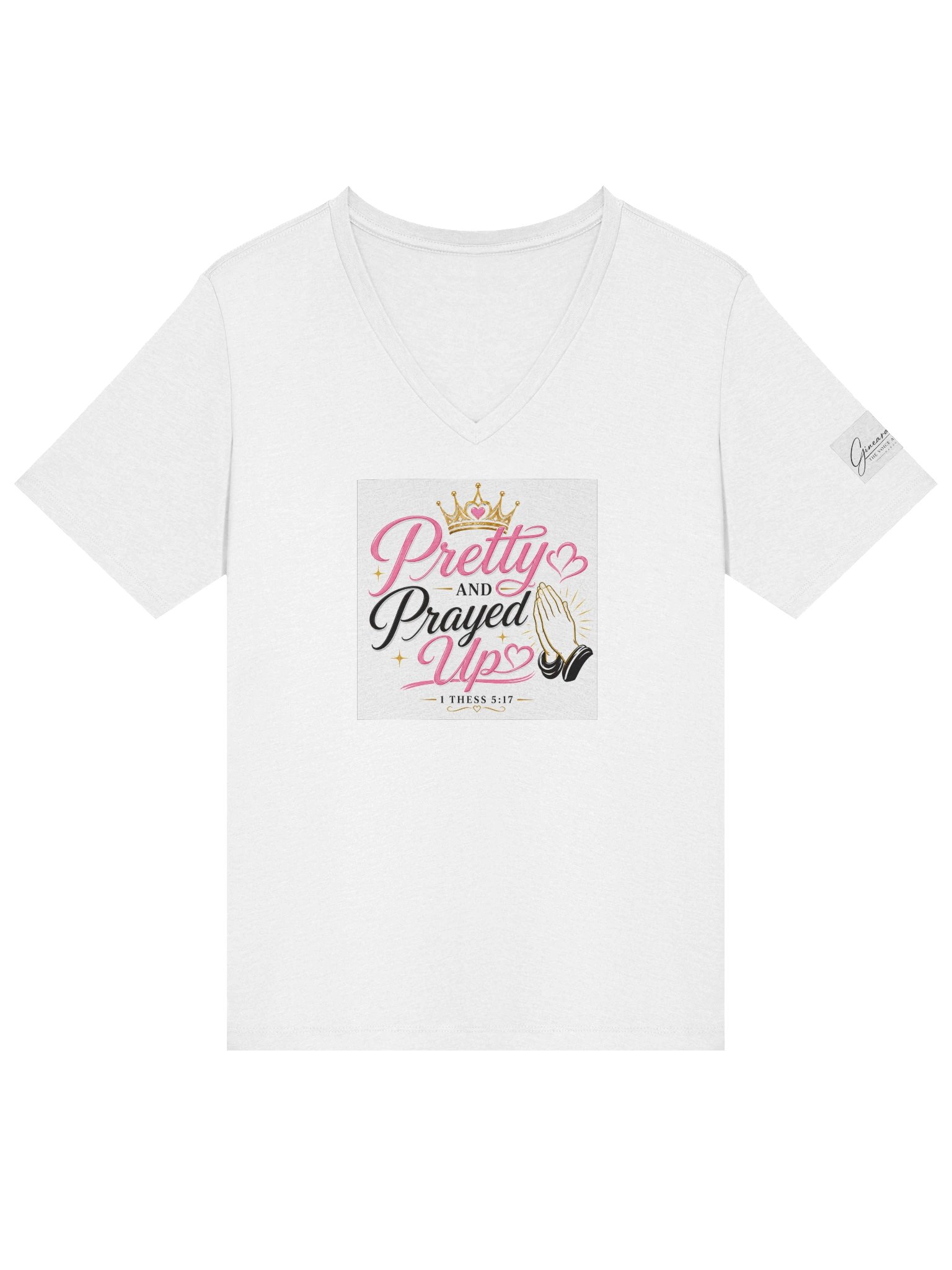 Pretty and Prayed up V-neck-Wite product image (3)