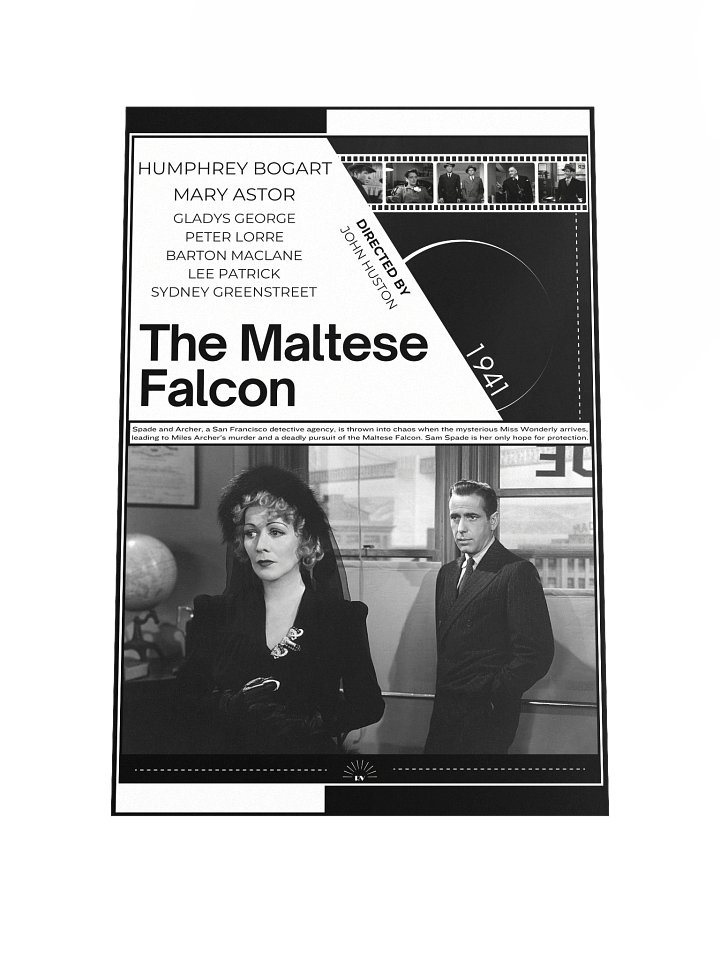 The Maltese Falcon with Humphrey Bogart, Peter Lorre and Mary Astor 1941 | Movie Poster | 12x18 Wall Art product image (1)