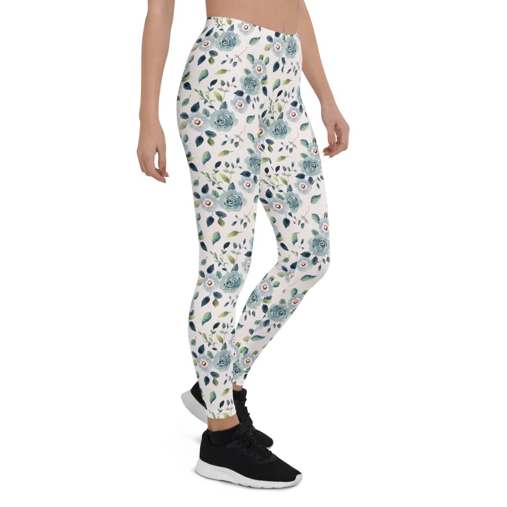Blue Floral Pattern Womens Leggings product image (8)