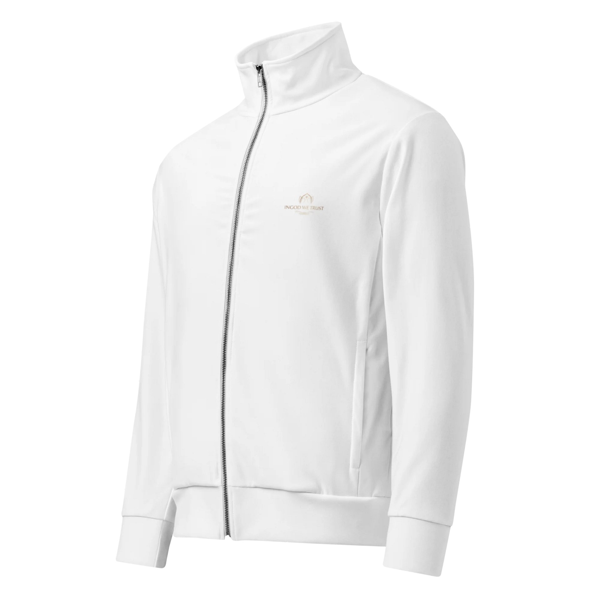 "Quiet Declaration" Zipper Jacket | Minimalist Christian Outerwear | Subtle Faith Embroidery | Premium White Hoodie Coat product image (1)