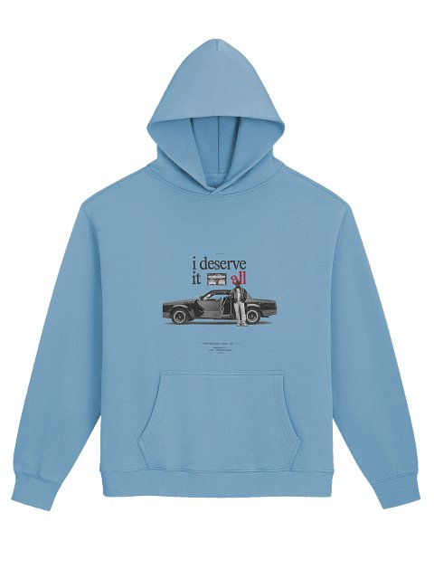 "I deserve" Graphic Oversized Hoodie – Sky Blue