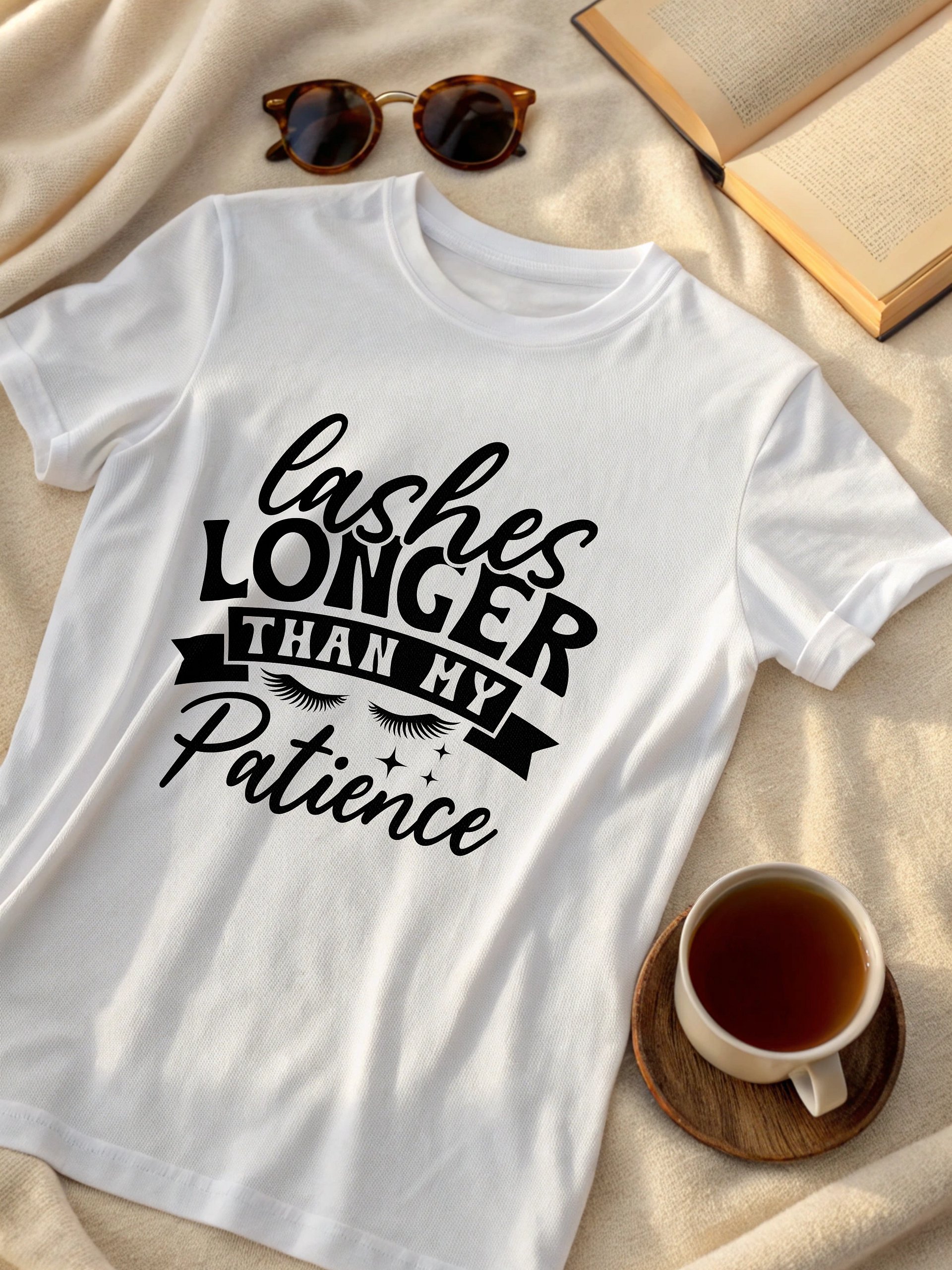 Lashes Longer Than My Patience Women White T-Shirt product image (2)