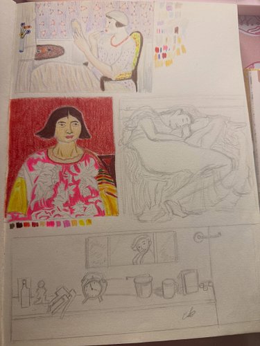 This is working in progress i started during my stream today…master studies using colored pencils! Pictures are the reference...