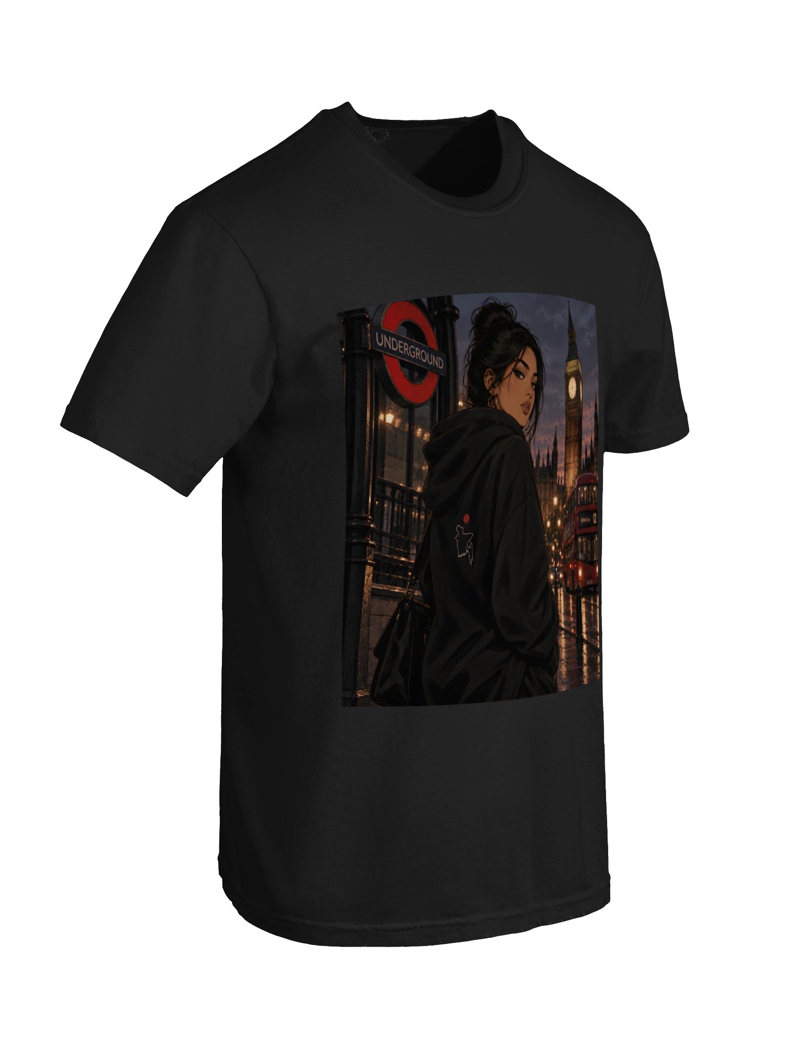 British Bangladeshi London Girl Printed Unisex T-Shirt in Black | Desi Illustrated Graphic Tee product image (10)