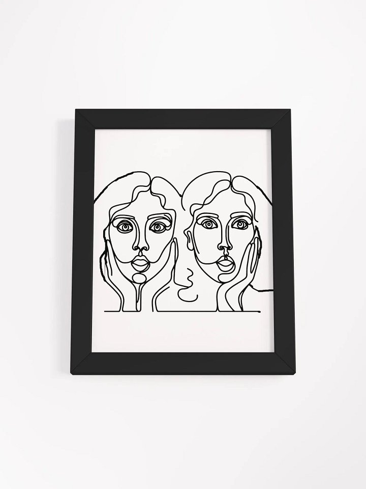 Shocked Women Expression Line Art Wood Framed Matte Poster product image (6)