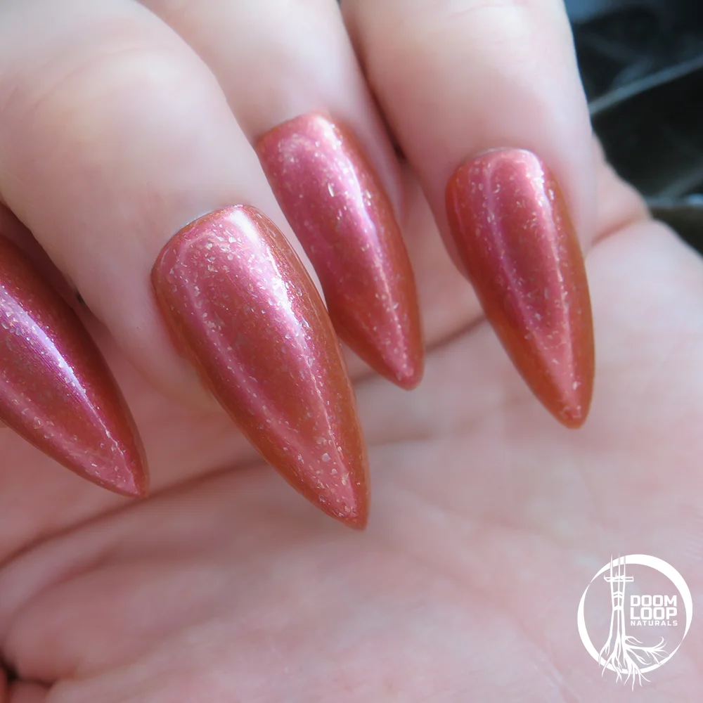 BARELY HUMAN - Deep Copper-Rose Sparkly Nail Polish product image (7)