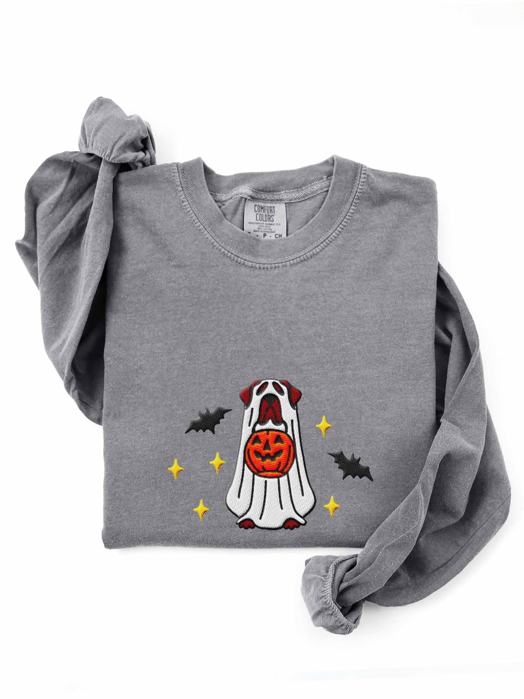 Halloween English Mastiff(Brindle) Embroidered Long-Sleeve T-Shirt product image (1)