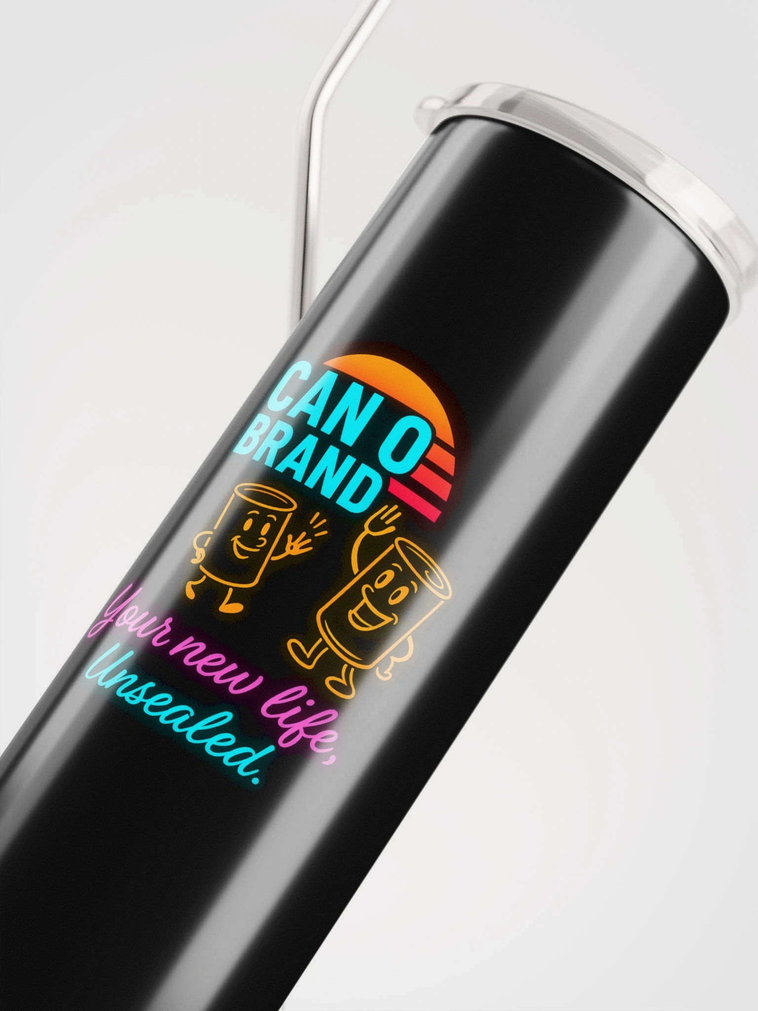 🌅 CAN O’ Brand Neon Tumbler – “Your New Life, Unsealed.” product image (4)
