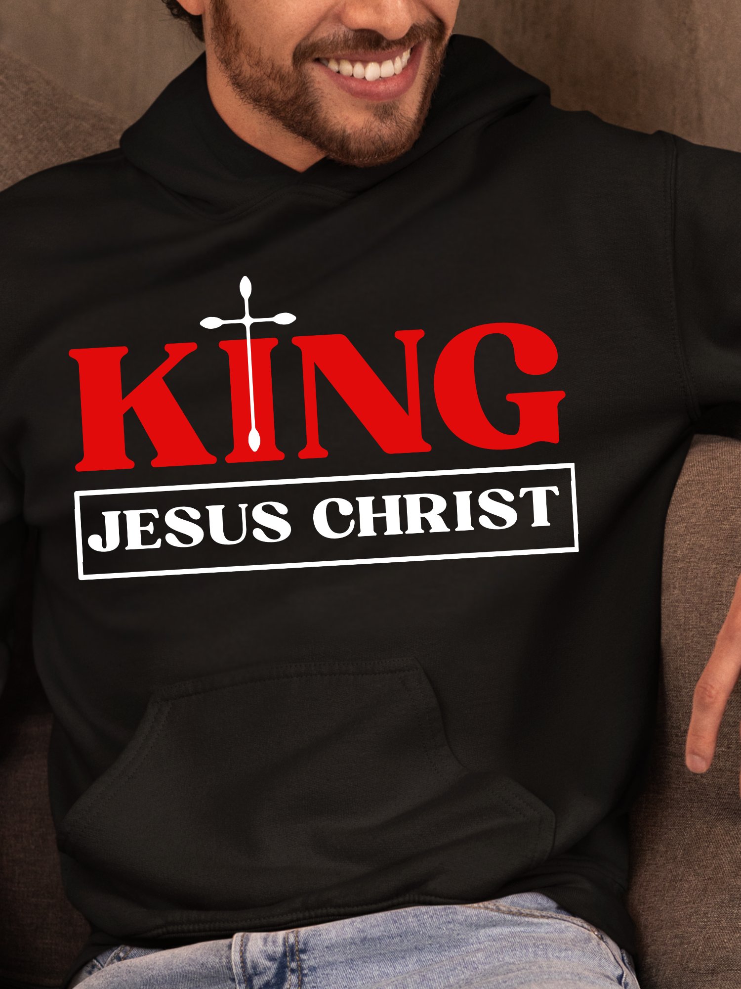 King of Kings Jesus Christ oversized Hoodie | Christian Plus Size Streetwear | Bold Faith Apparel with Front & Back Design product image (1)