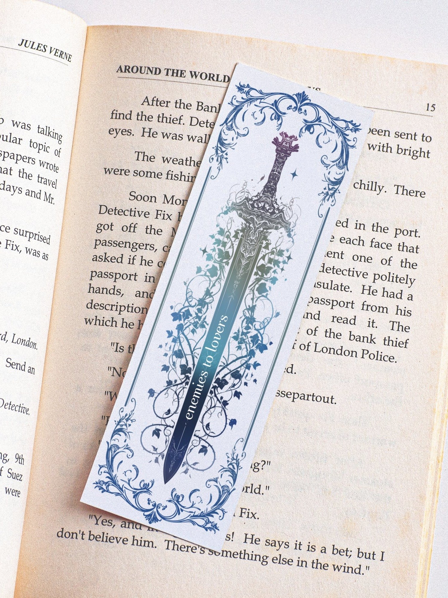 Chinoiserie Toile Enemies To Lovers Fantasy Reader Sword Bookmark PNG, Printable Bookmarks, Instant Digital Download, DIY Gift for Reader product image (3)