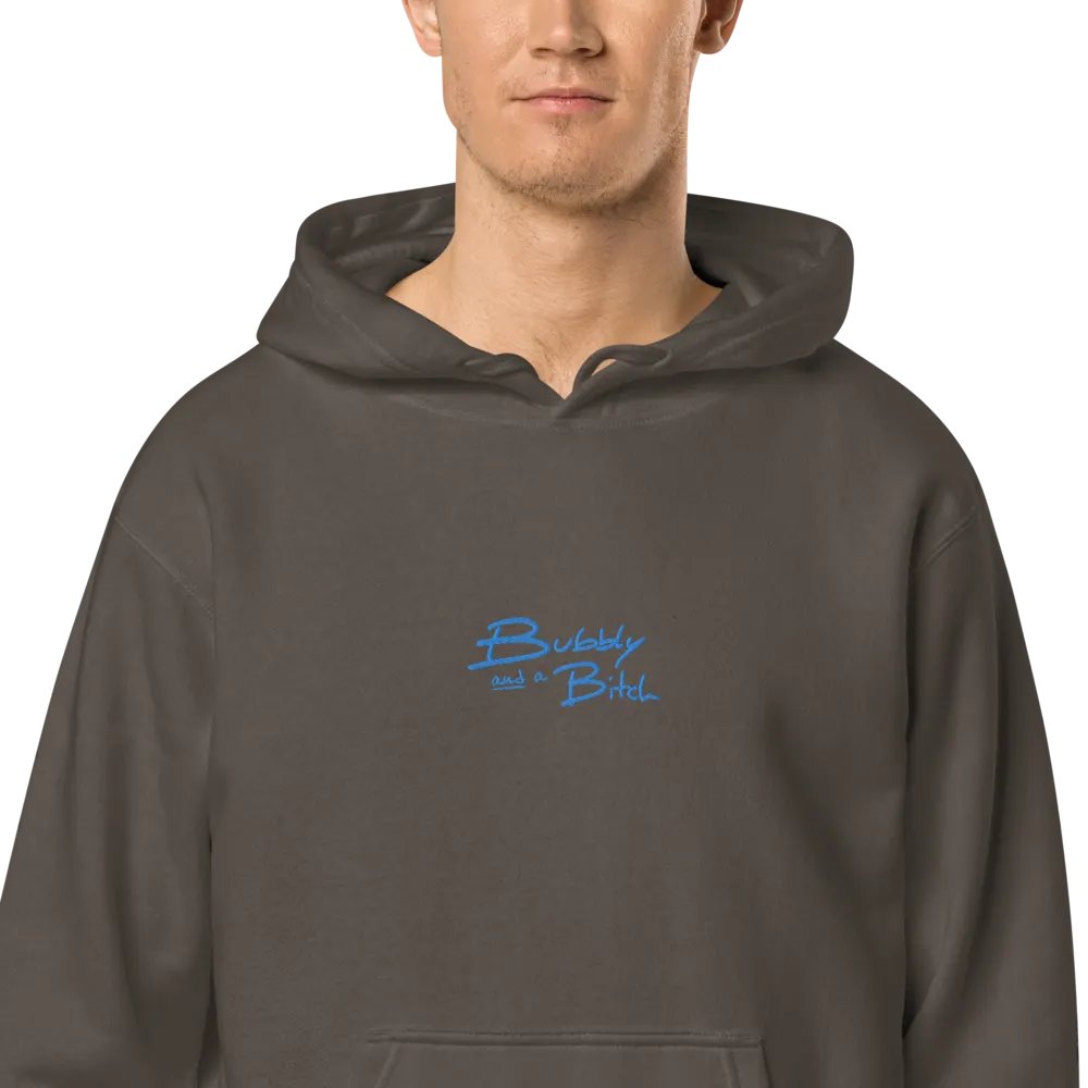 Bubbly and a B*tch embroidered (aqua) pigment-dyed hoodie product image (2)