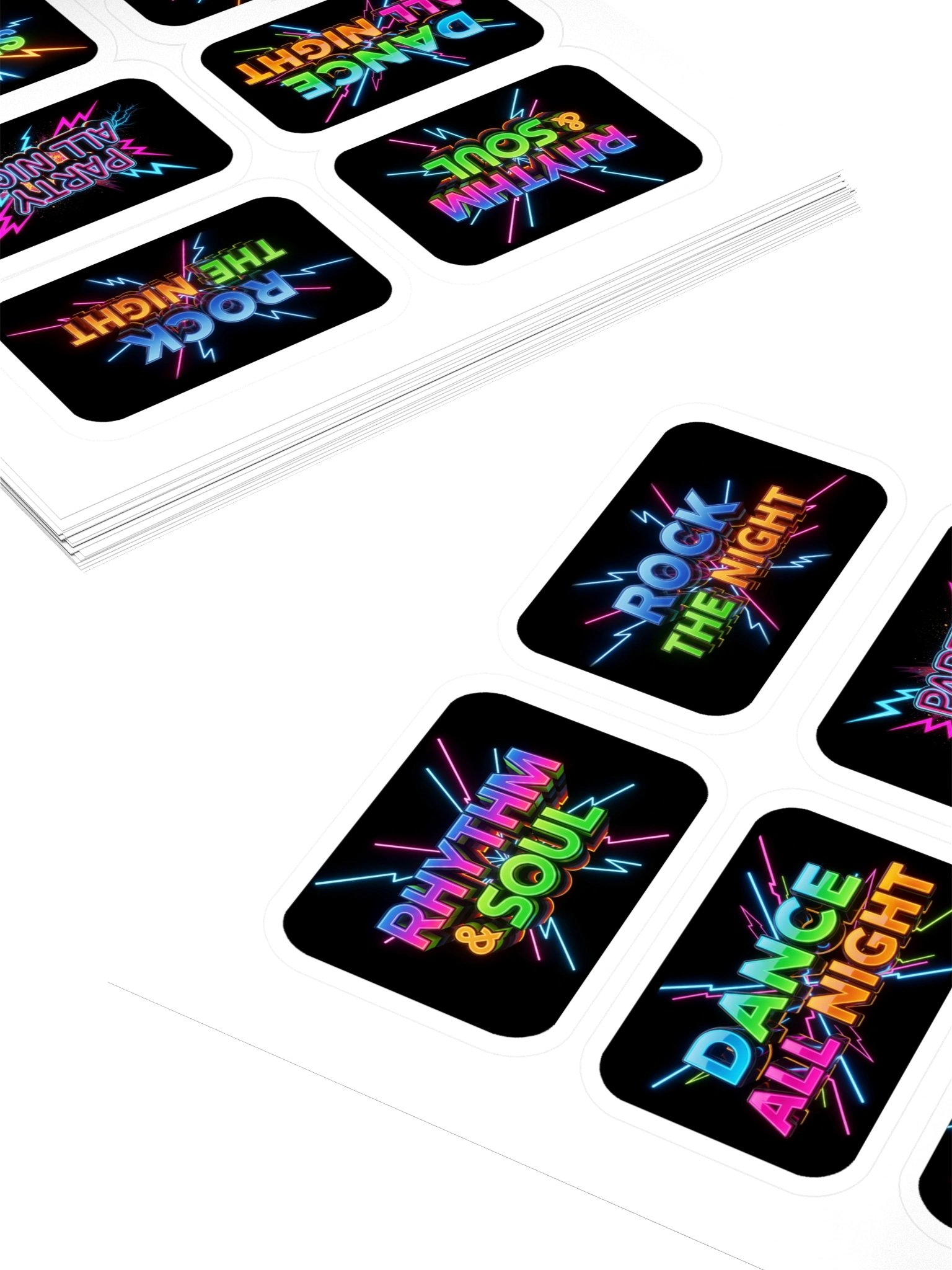 Neon Summer Music Vibes Black Stickers Set product image (4)