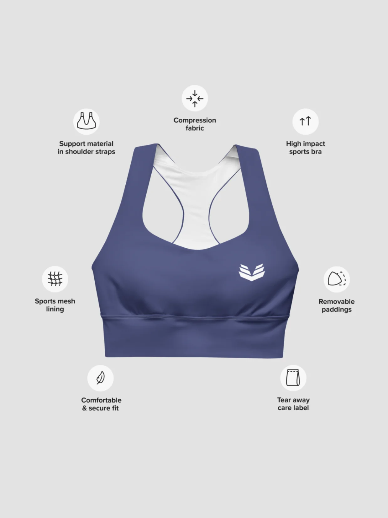 Longline Sports Bra - Blue Nightfall product image (7)
