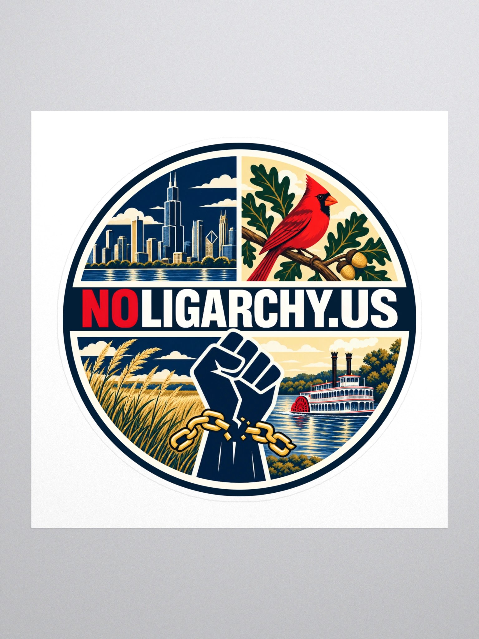 Illinois NOLIGARCHY.US sticker product image (1)