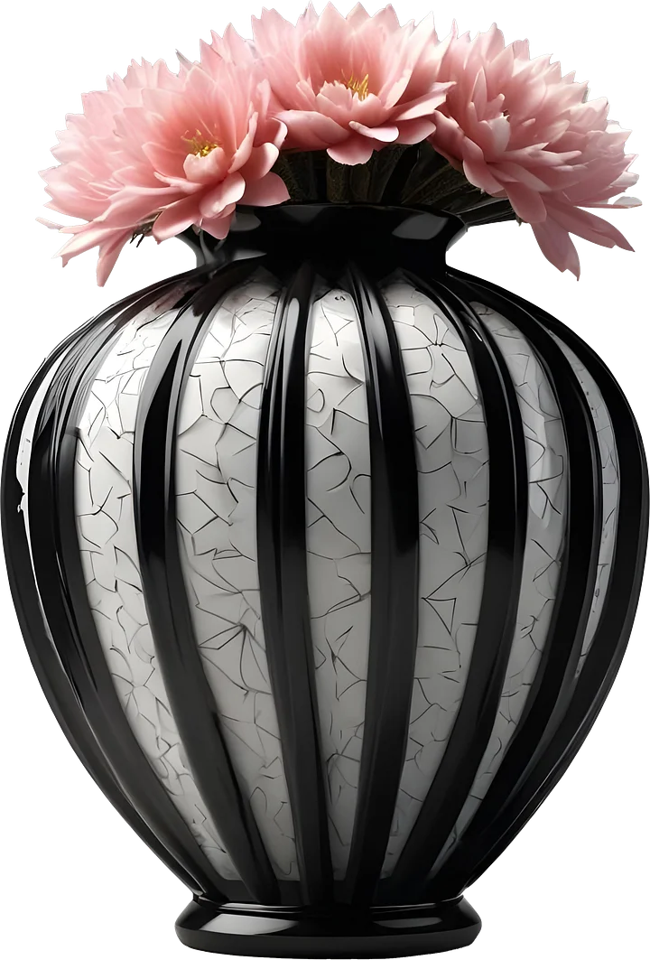 Monochrome Elegance Vase – Black & White Signature, PNG product image (1)
