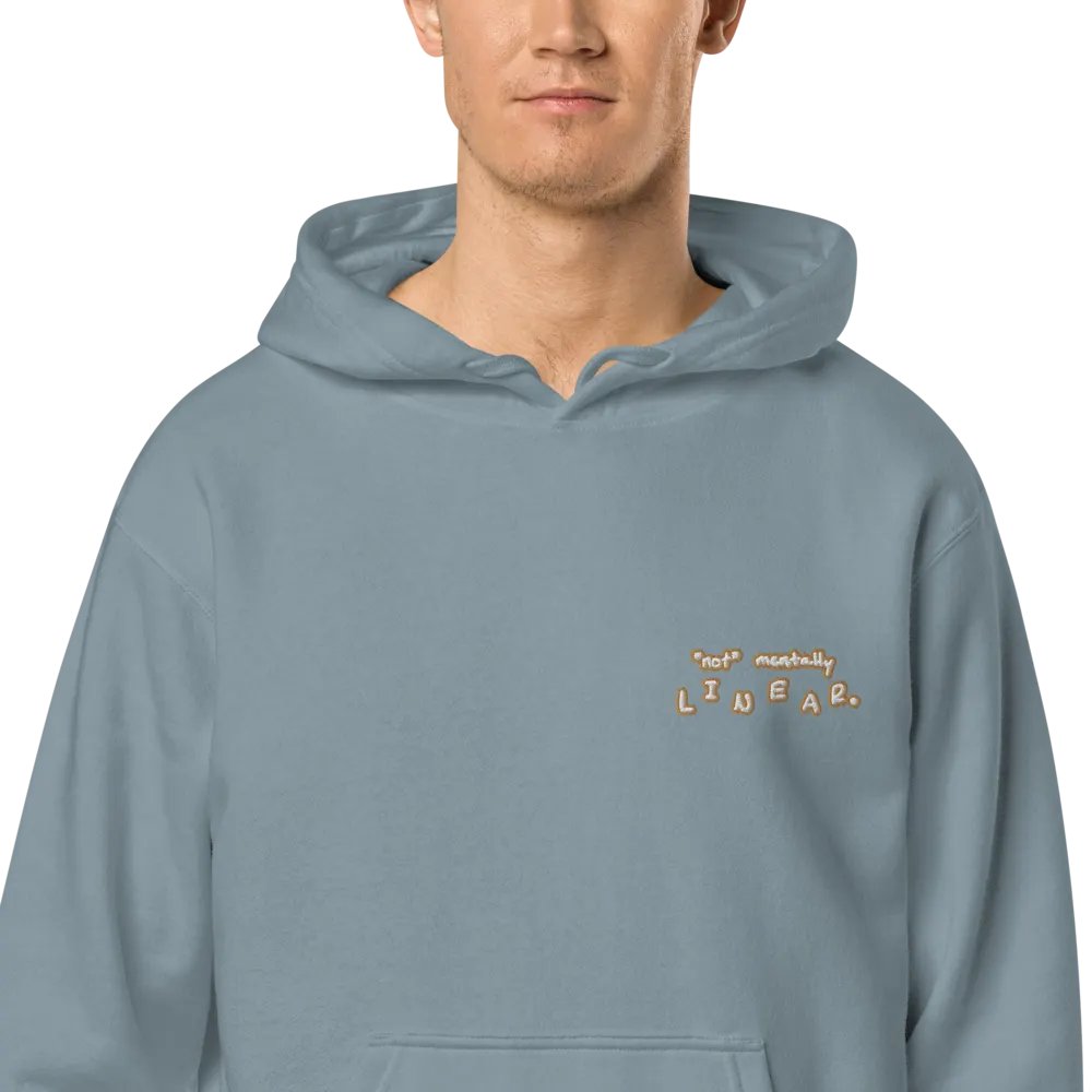 *not* mentally linear (L.C. brown bubble design 2) embroidered pigment hoodie product image (1)