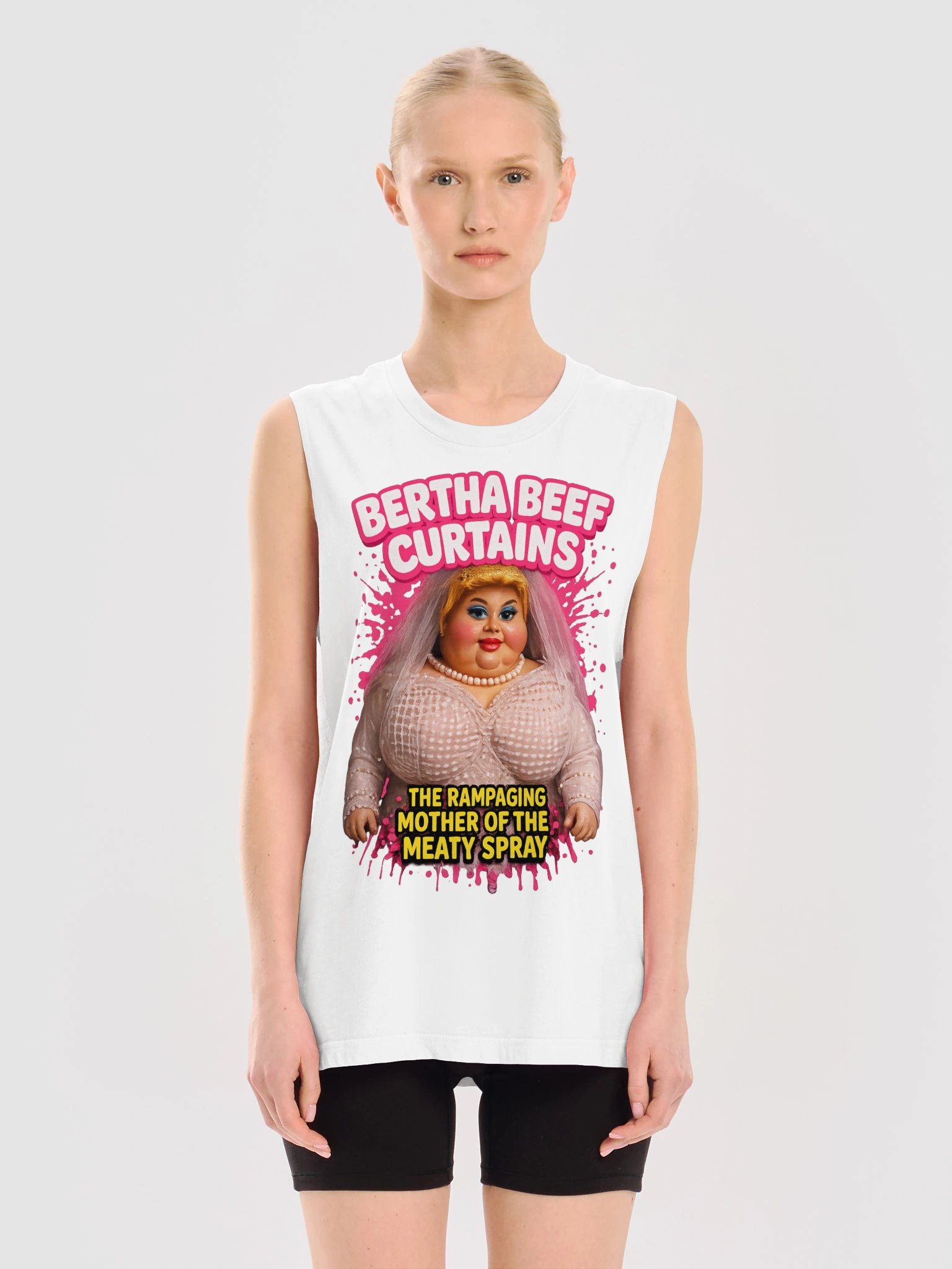 666 Toys | Bertha Beef Curtains | The Rampaging Mother Of The Meaty Spray | Bella+Canvas Unisex Muscle Tank product image (1)