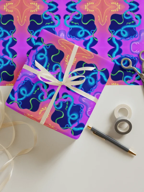 Neon Space Party Kaleidoscopic Wrapping Paper product image (4)