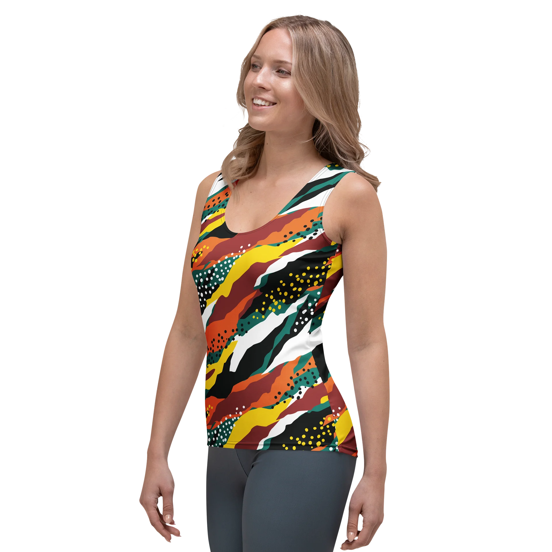 Terracotta & Teal Abstract Safari Pattern | Vibrant All-Over Print Woman's Tank Top product image (3)