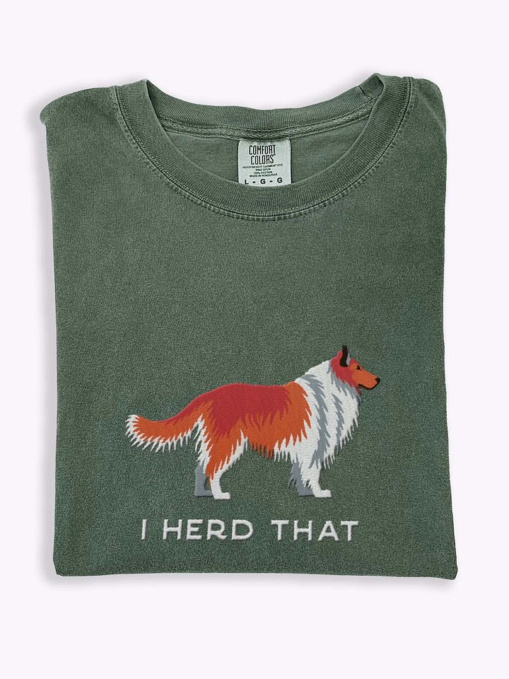 I Herd That T-Shirt(Embroidered) of a Shetland Sheepdog(Red) product image (1)