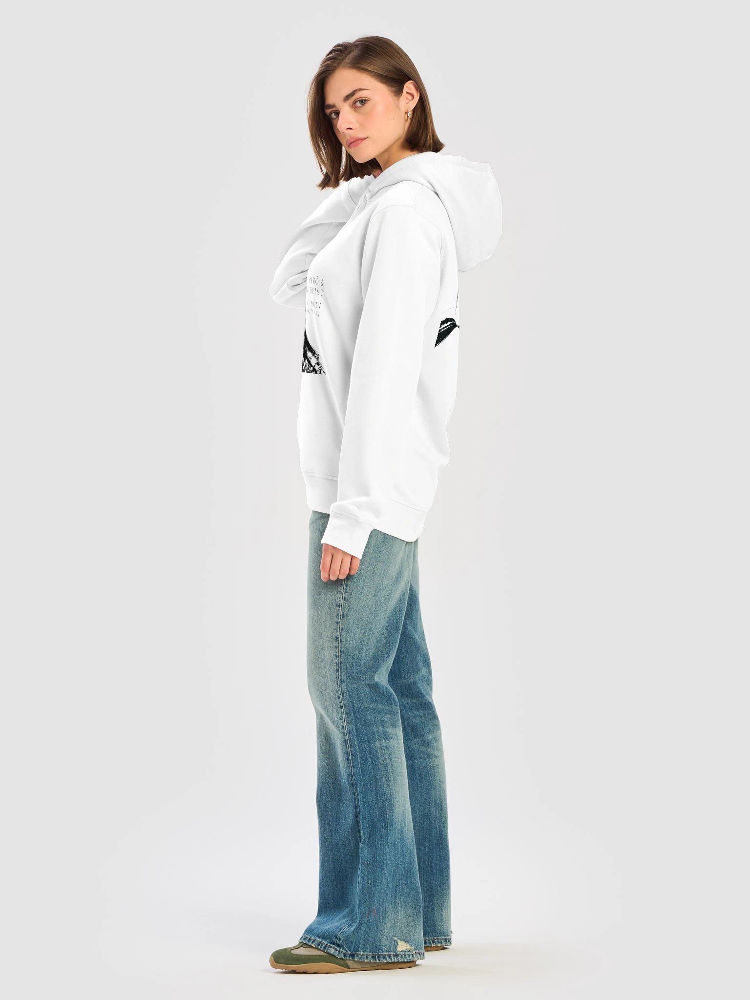 Dauðaró & Pantheïst — Af holdi og málmi Limited Edition Unisex Pocket Hoodie (White) product image (7)