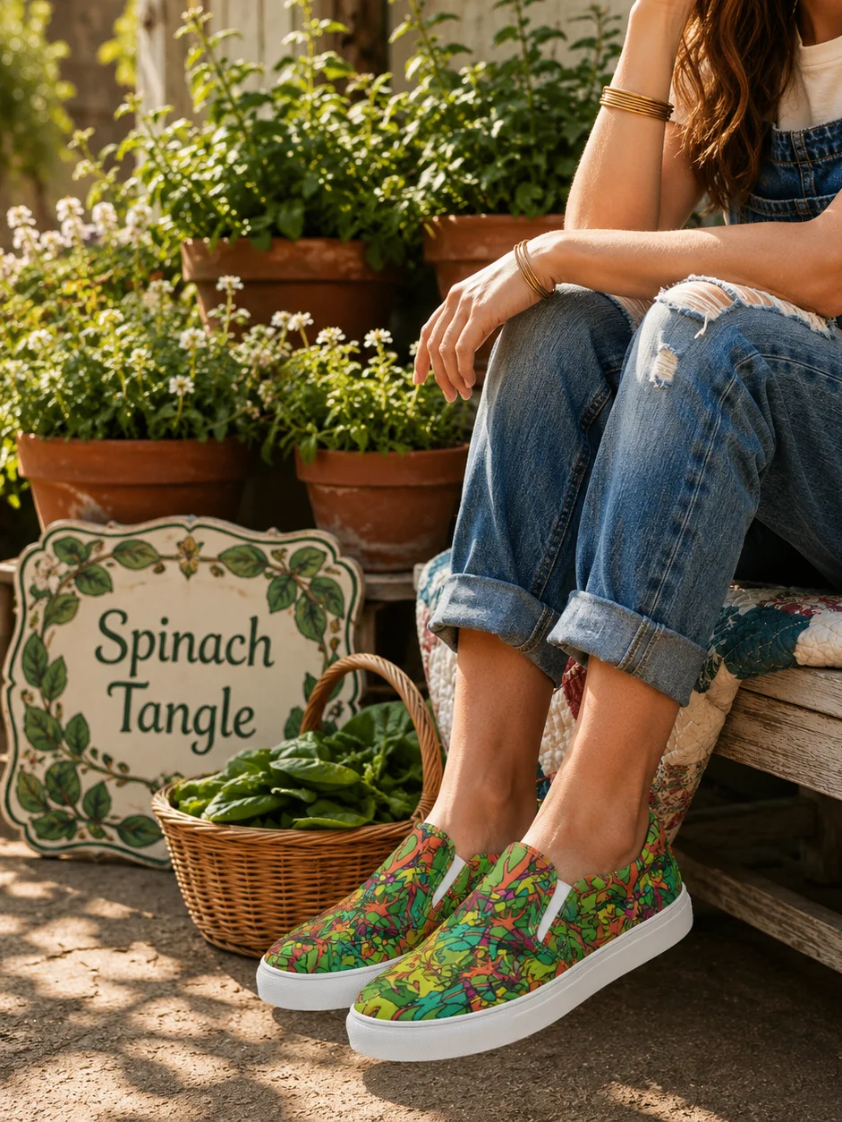Spinach Tangle – Women's Slip-On Canvas Shoes product image (1)