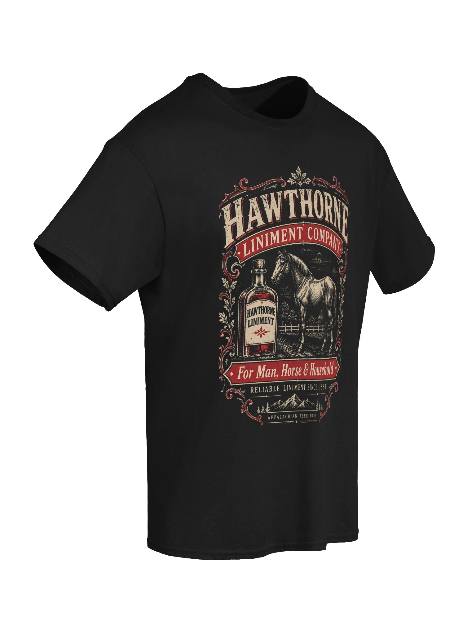 Hawthorne Liniment Company Vintage Appalachian Horse T-Shirt – 1880s Advertising Graphic Tee product image (7)