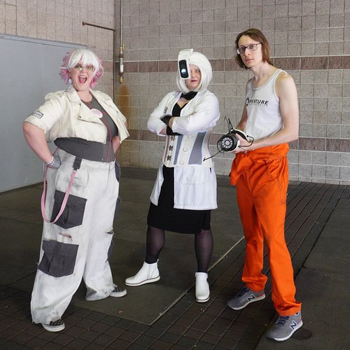 Our #denverfanexpo fits for this year!! Featuring Del as the Companion Cube, me as Glados, and Heysband as Chell! We had so m...