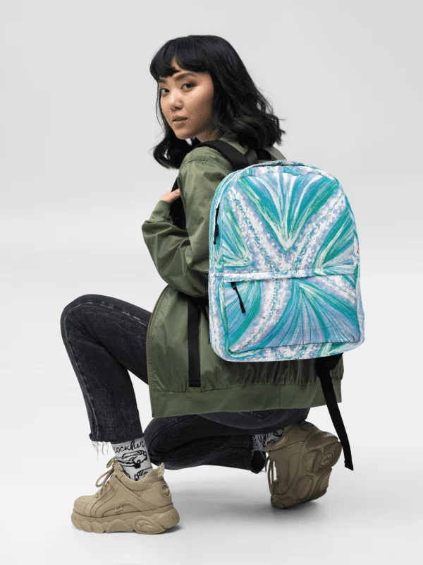 Make Waves with Style | Bright Cyan Starfish Backpack by Monique Faella Designs™🎒 | by Monique Faella Designs™ product image (2)