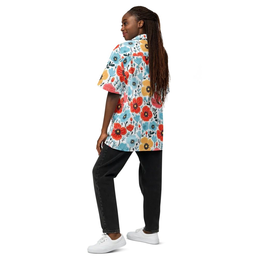 Retro Poppies Blue Red Hawaiian Shirt product image (12)