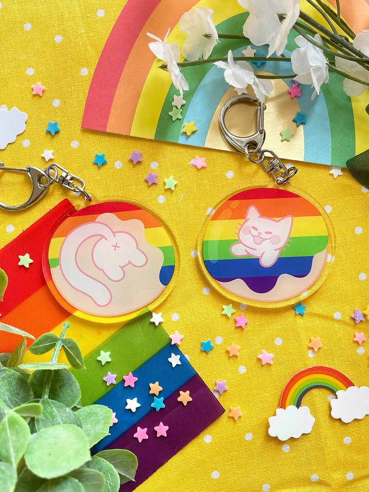 Pride Kitty Donut Keychain product image (2)