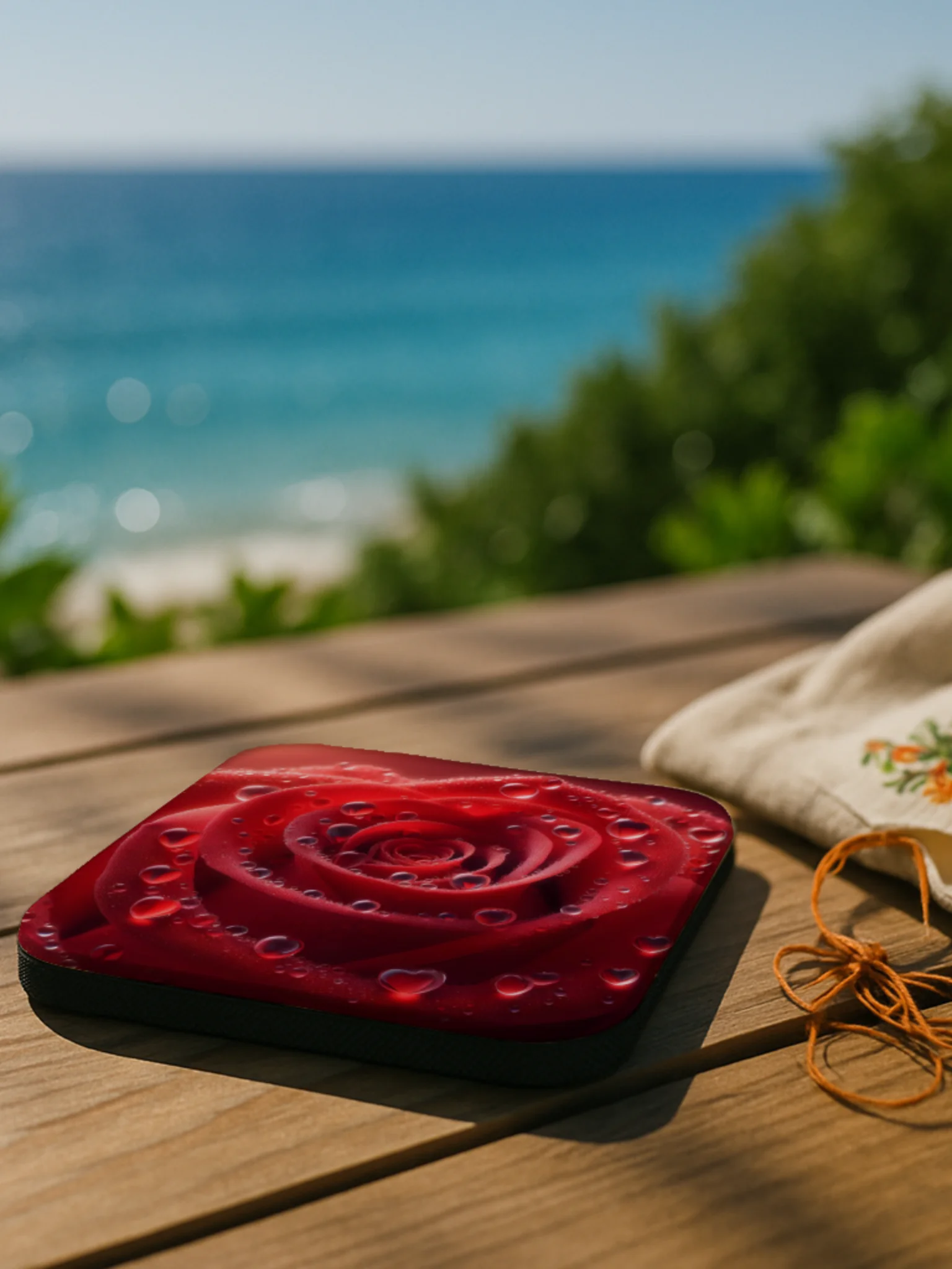 Red Rose Cork Coaster product image (2)
